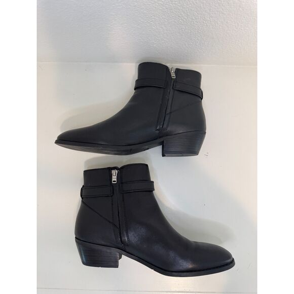 Coach Dylan Black Leather Horse-And-Carriage Ankle Booties Size 10 - Picture 3 of 10